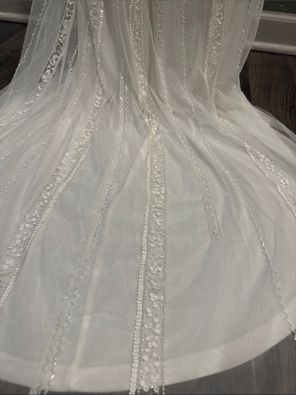 NWT- Stunning Vow White Beaded Sequin Maxi Dress - Picture 13 of 16